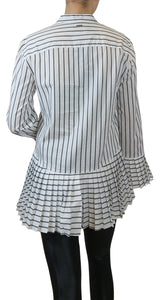Blusa Plisada Lineas Blanco
