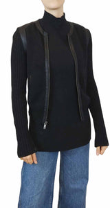 Chaqueta de Punto Negra Cuero