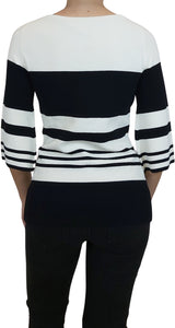 Polera de Punto con Lineas Blanco y Negro