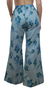 Pantalón de Lino Floral Azul