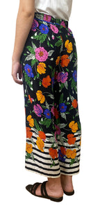 Pantalón Negro Flores Multicolor