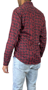 Camisa Hojas Burdeo