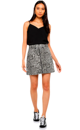 Falda Snake Print Buckle Denim (5251878191239)