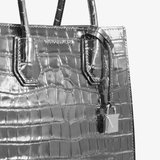 Metallic Small Croc Print Handbag