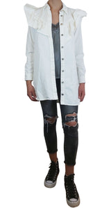 Chaqueta Denim Ruffles Blanco