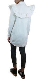 Chaqueta Denim Ruffles Blanco