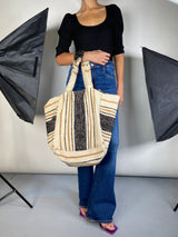 Bolso Tejido Beige de Rayas