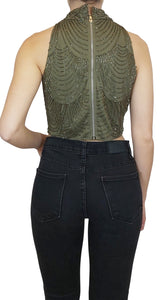 Blusa Mostacillas Verde Brillante