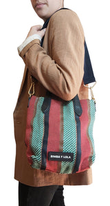 Bolso Shopper Vertical Trenzado Verde