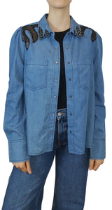 Camisa Denim Bordado Negro