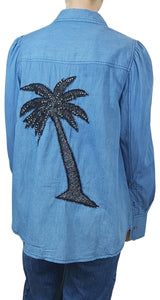 Camisa Denim Bordado Negro