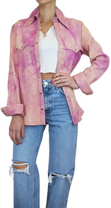 Camisa Lamin Cuero Rosada