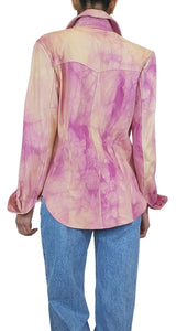 Camisa Lamin Cuero Rosada