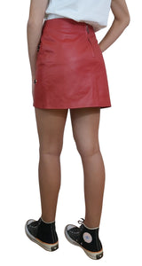 Pollera Mini Cuero Rojo