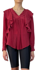 Blusa Burdeo con Vuelos