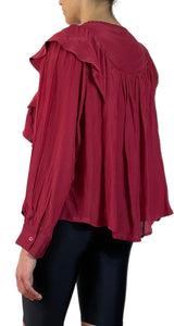 Blusa Burdeo con Vuelos