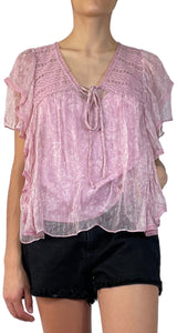 Blusa Rosa Hilos Dorados