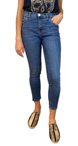 Jeans Azul Bolsillo Blanco