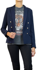 Blazer Azul Solapa Terciopelo