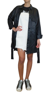 Chaqueta Oversize Efecto Cuero Negro