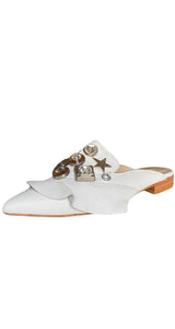 Mules Blancos Tachas