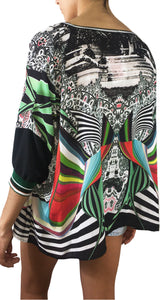 Polera Oversize Estampado Étnico Multicolor