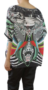 Polera Oversize Estampado Étnico Multicolor