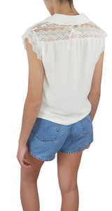 Blusa Alforzas Macramé