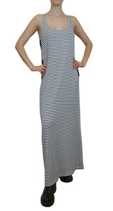 Maxi Vestido a Rayas Blanco y Negro