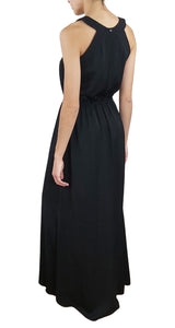 Maxi Vestido Negro Escote Texturizado