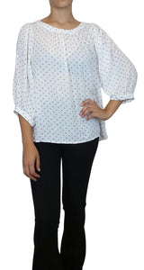 Blusa 3/4 Round Print Blanca