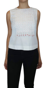 Blusa Hilos Flecos Blanca