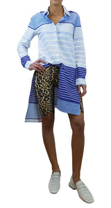 Vestido Camisero Líneas Azul