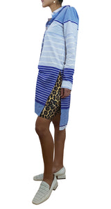 Vestido Camisero Líneas Azul