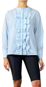 Blusa Celeste Cuello Mao