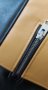 Falda Bicolor Cuero Negro Camel