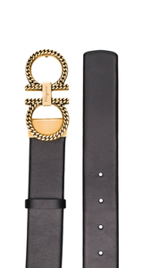 Cinturón Double Gancini Buckle Negro