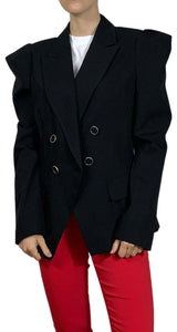 Blazer Fruncidos Mangas Negro Imperial by Magma
