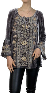 Blusa Velvet Gris Bordados Johnny Was by Magma