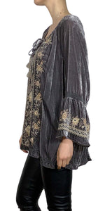 Blusa Velvet Gris Bordados Johnny Was by Magma
