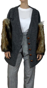 Cardigan Negro Faux Fur Sluiz by Magma