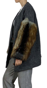 Cardigan Negro Faux Fur Sluiz by Magma