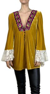 Blusa Velvet Bordados Mostaza Free People by Magma