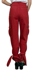 Pantalón Denim Cargo Rojo Weili Zheng by Magma