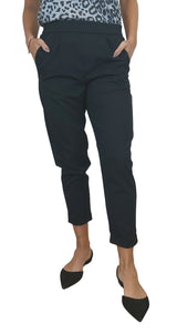 Pantalón Tela Cintura Elásticada Negro