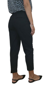 Pantalón Tela Cintura Elásticada Negro