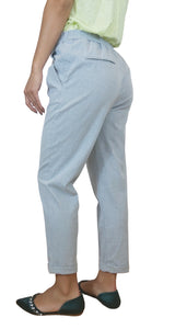Pantalón Tela Cintura Elásticada Gris