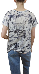 Polera Linen Tee in Safari Sketch Style