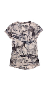 Polera Linen Tee in Safari Sketch Style