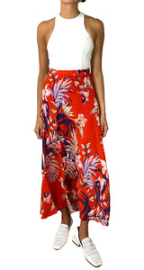 Falda Maxi Naranja Seda